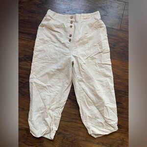 Beige Linen/cotton Comfy Pants